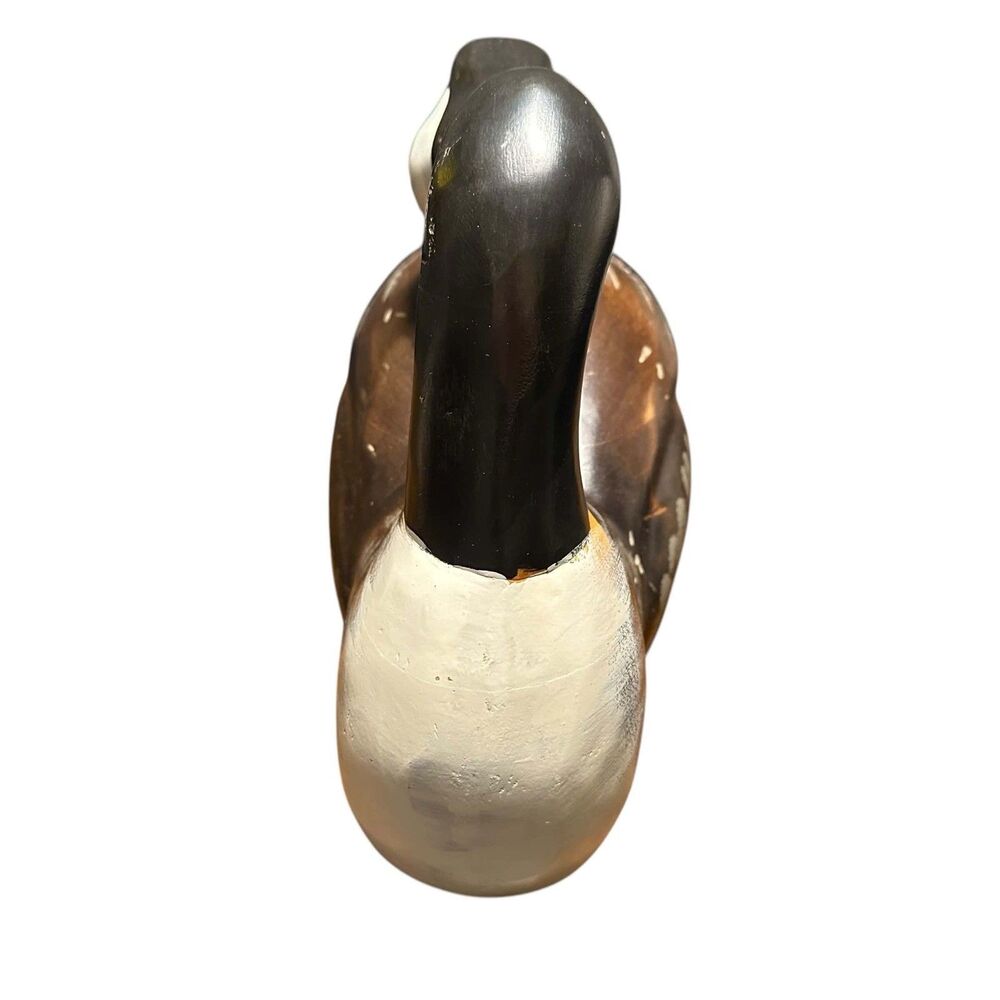Vintage 1986 Hand Carved Wood Canada Goose Decoy 23in Preening Glass Eyes Large - Picture 4 of 15